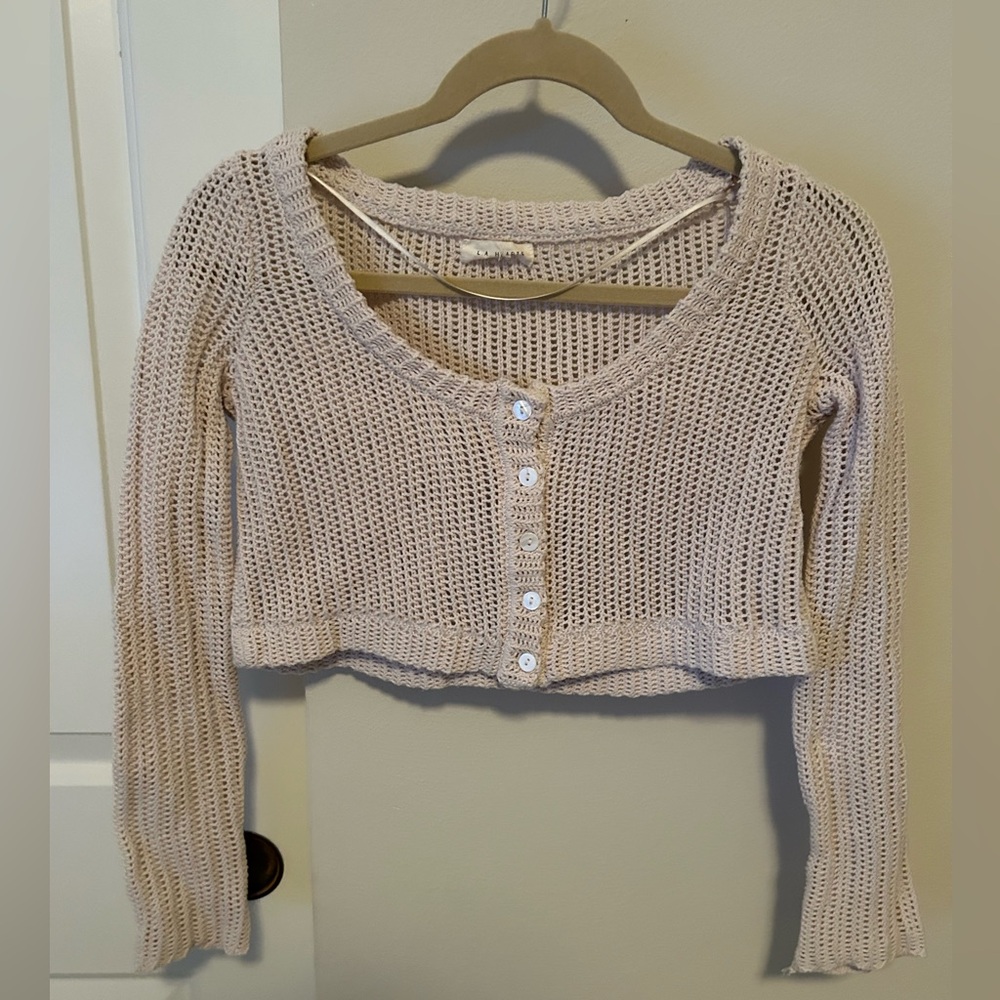 LA Hearts cropped open-knit sweater. Size xs.